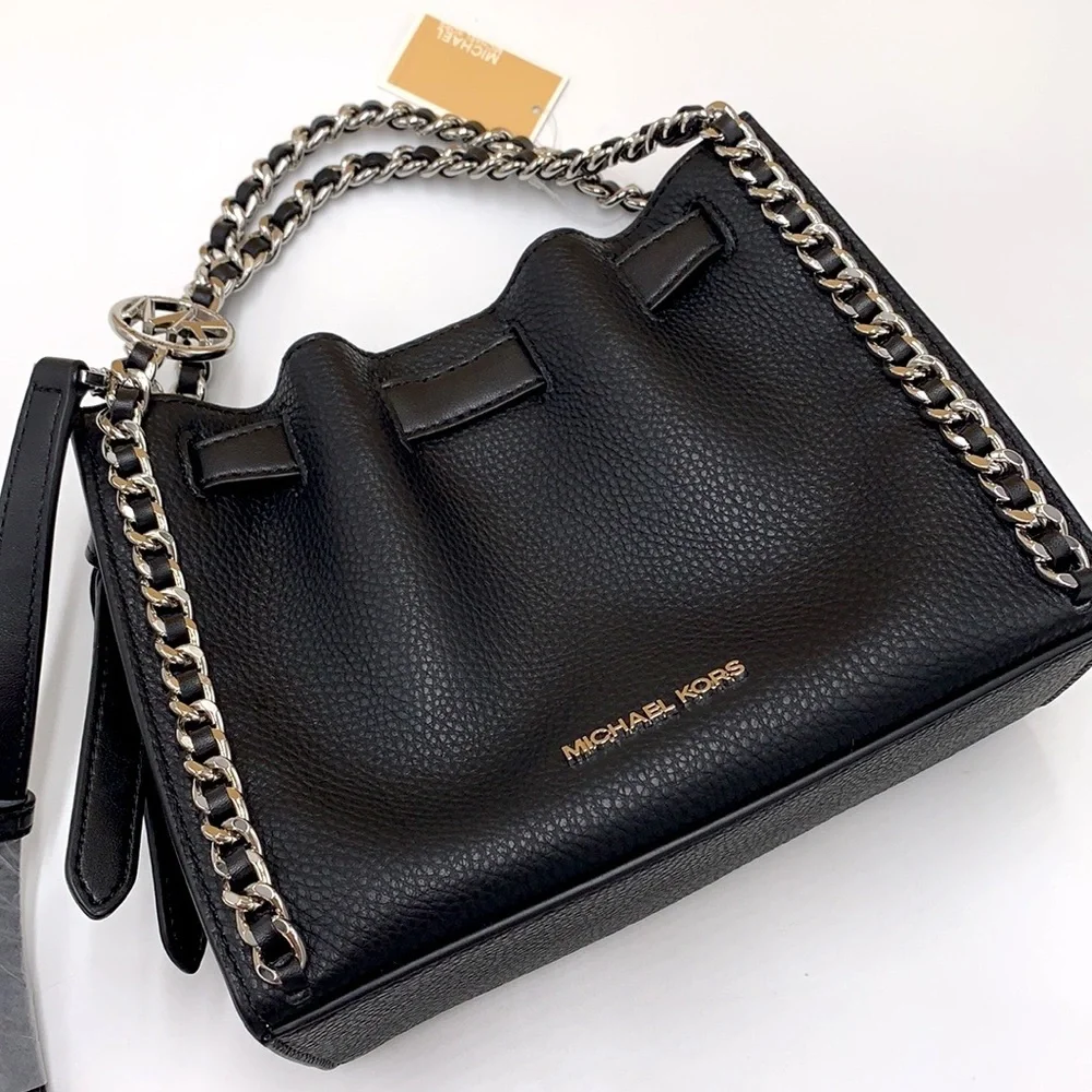 MICHAEL KORS MINA Small Belted Chain Crossbody bag BLACK COLOR